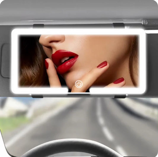 Espejo con luz LED Recargable para Auto- Belleza y Practicidad